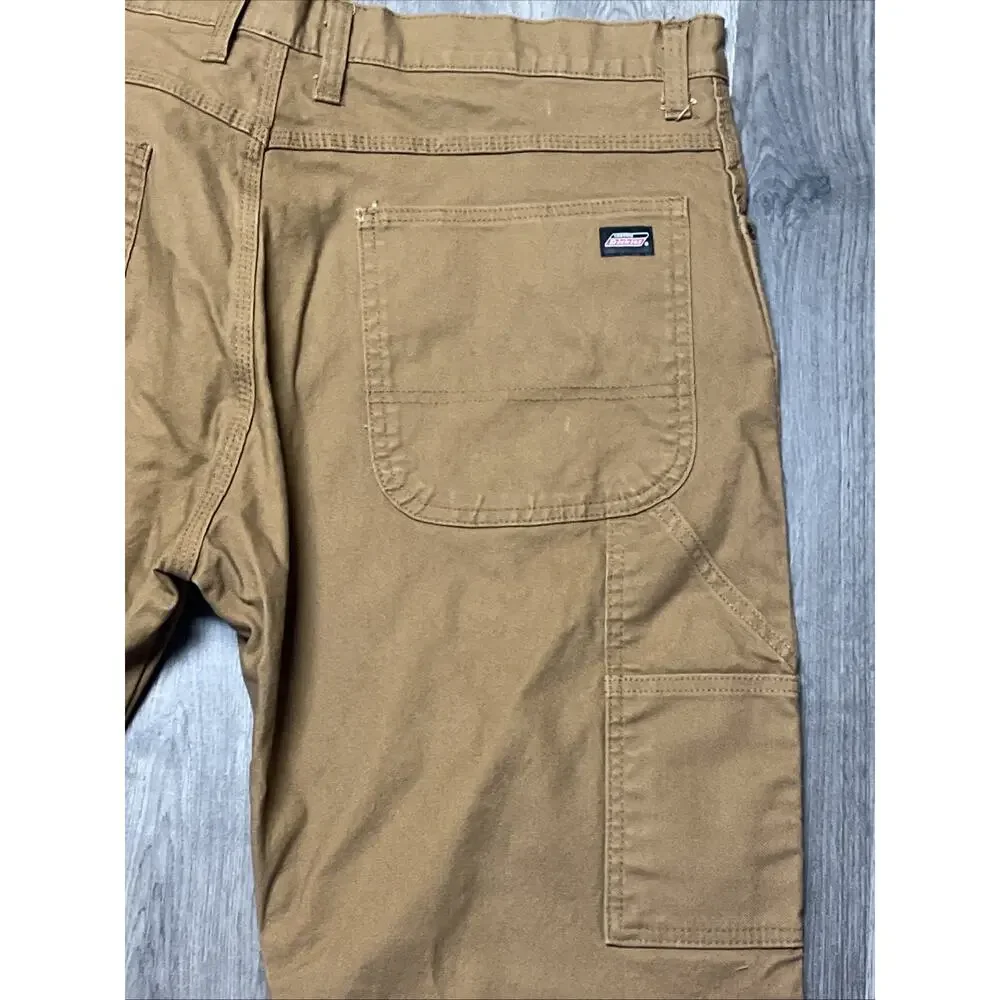 Dickies Carpenter Work Pants Mens 36x30 Brown Relaxed Fit Hammer Loop Cotton